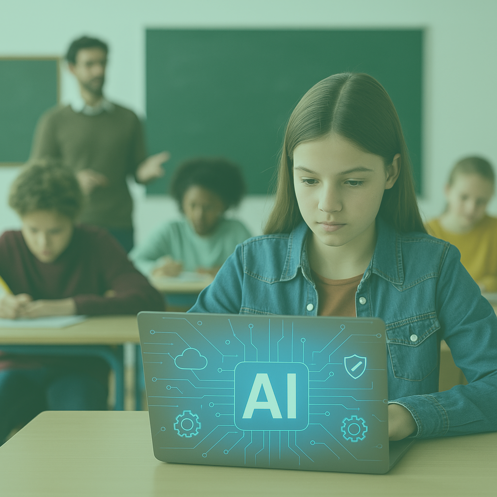 Artificial intelligence use in K12 at computer